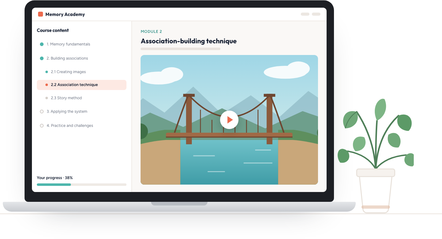 The 10× Memory System online course open on a laptop
