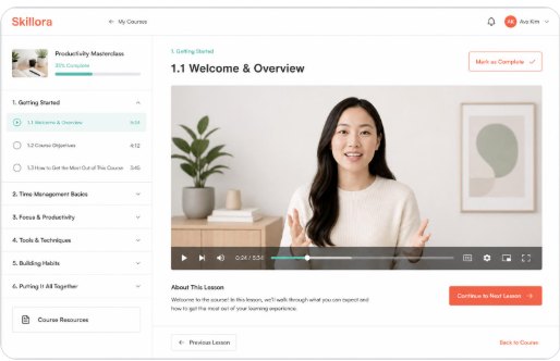 Preview of the online course platform
